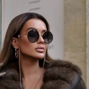 🖤WOW! $585. STUNNING CHANEL ROUND CHAIN SUN. NO NECK CHAIN SMOKE GRAY NEW COND!